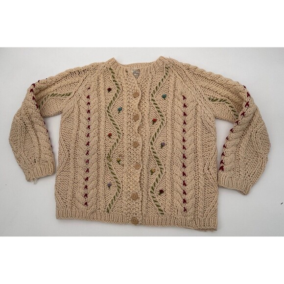 Vintage 1960s made in Italy Robinson's  California Wool Sweater Cardigan Flowers - Picture 11 of 12